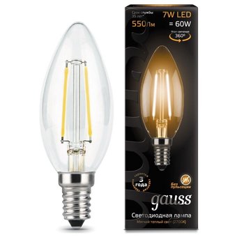  Лампочка Gauss 103801107 Filament Свеча E14 