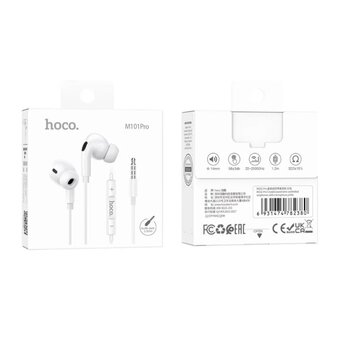  Наушники HOCO M101 Pro Crystal sound wire-controlled earphones with microphone (белый) 