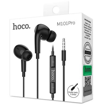  Наушники HOCO M101 Pro Crystal sound wire-controlled earphones with microphone (черный) 