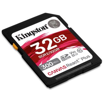  Карта памяти Kingston Canvas React Plus (SDR2/32GB) 32GB SDHC UHS-II 300R/260W U3 V90 