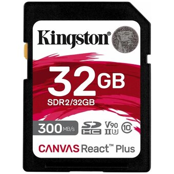  Карта памяти Kingston Canvas React Plus (SDR2/32GB) 32GB SDHC UHS-II 300R/260W U3 V90 