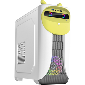  Корпус GameMax Cute Owl W-Y без БП (Midi Tower, ATX, Бело-желтый, 1*USB3.0 + 2*USB2.0, 2*120мм) 