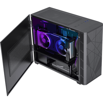 Корпус GameMax Ultra Star (X05) без БП (SFF,Черн.,USB3.0, Зак.стекло, 2*120мм. ARGB +контроллер+ду) 