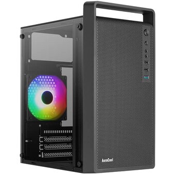  Корпус AeroCool CS-109-G-BK-v1 (4711099472376) MiniTower (mATX, USB3x1, USB2x2, 120mm RGB fan, без БП) 