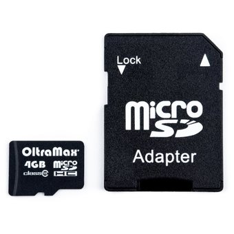  Карта памяти Oltramax MicroSDHC 4GB Class10 + адаптер SD 
