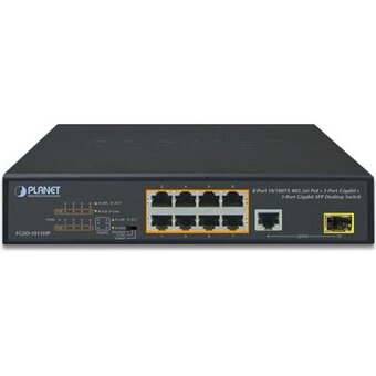  Коммутатор PLANET FGSD-1011HP 8-Port 10/100TX 802.3at + 1-Port 10/100/1000T 