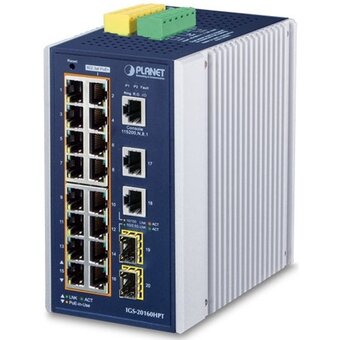  Коммутатор PLANET (IGS-20160HPT) 16x1000T 802.3at PoE+ 2x100/1000X SFP Full Managed Switch 