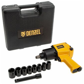  Ударный пневмогайковерт Denzel IW860+набор головок, 1/2", 7000 об/мин, 868 Нм 