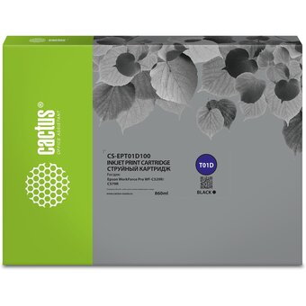  Картридж Cactus T01D1 (CS-EPT01D100) струйный черный для Epson WorkForce Pro WF-C529R/C529RDTW/C529RDTW EPP 