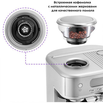  Кофемашина Kitfort КТ-7113 нерж 