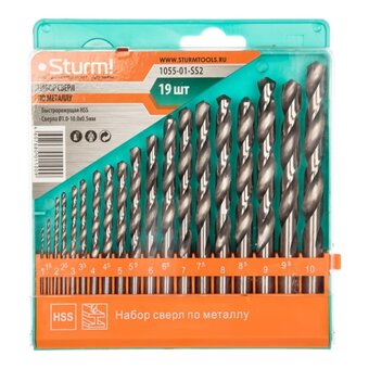  Набор сверл Sturm! 1055-01-SS2 по металлу (19пред.) для шуруповертов/дрелей 