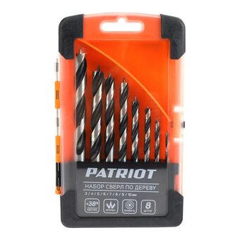  Набор сверл по дереву Patriot 815010103 спиральные по дереву (8пред.) для дрелей/перфораторов 