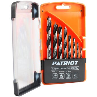  Набор сверл по дереву Patriot 815010103 спиральные по дереву (8пред.) для дрелей/перфораторов 