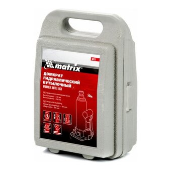  Домкрат MATRIX 50773 гидравлический бутылочный 2т, h подъема 181–345мм, в пласт. кейсе 