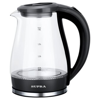  Электрочайник Supra KES-1855G 1.8л. черный/прозрачный стекло 