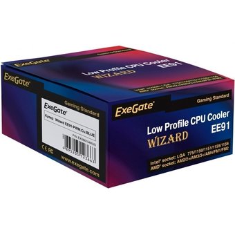  Вентилятор Exegate EX286154RUS Wizard EE91-PWM.Cu.BLUE 