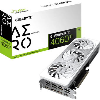  Видеокарта Gigabyte RTX 4060Ti (GV-N406TAERO OC-8GD) PCI-E 4.0 8 ГБ GDDR6, 128 бит, DisplayPort x2, HDMI x2, GPU 2310 МГц 