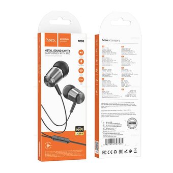  Наушники HOCO M108 Spring metal universal с микрофоном (серый) 