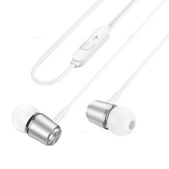  Наушники HOCO M108 Spring metal universal с микрофоном (серебро) 