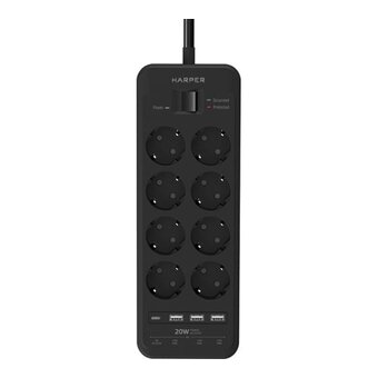 Удлинитель с USB зарядкой HARPER UCH-650 Black 