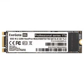  SSD ExeGate NextPro+ M2UV500TS1TB EX295280RUS M.2 2280 1Tb (SATA-III, 22x80mm, 3D TLC) 