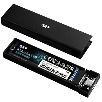  Внешний корпус для SSD Silicon Power PD60 Enclosure (SP000HSPSDPD60CK) для M.2 PCIe NVMe/SATA SSD, USB Type-C 3.2, черный 