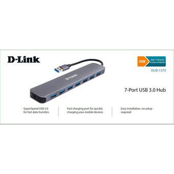  Концентратор D-Link DUB-1370/B2A с 7xUSB 3.0 