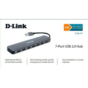  Концентратор D-Link DUB-H7/E1A с 7xUSB 2.0 