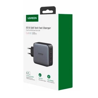  СЗУ UGREEN CD226 (40747) Nexode USB-A+3*USB-C 100W GaN Tech Fast Charger EU серый 