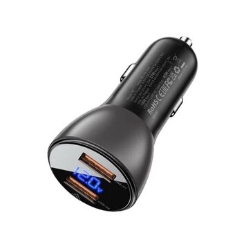  АЗУ ACEFAST B7 metal car charger 45W USB-A + USB-A with digital display с цифровым дисплеем черный/полупрозрачный 