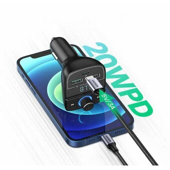  АЗУ UGREEN CD229 (80910) FM&Bluetooth Transmitter&Car Charger + TF Slot черный 