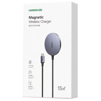  Беспроводное ЗУ UGREEN CD245 (30233) Magnetic Wireless Charger для iPhone серый космос 