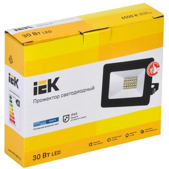  Прожектор Iek LPDO601-30-65-K02 СДО 06-30 светодиодный черный IP65 6500 K 