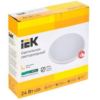  Светильник светодиодный IEK LDPB0-3005-24-4000-K01 ДПБ 3005 24Вт IP54 4000K круг белый 