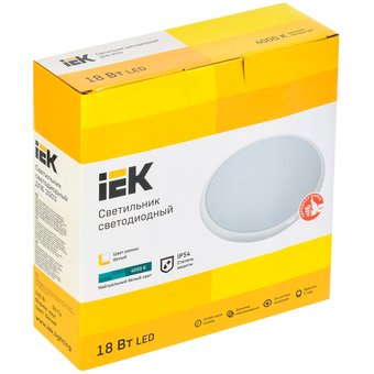  Светильник светодиодный IEK LDPB0-3003-18-4000-K01 ДПБ 3003 18Вт IP54 4000K круг белый 