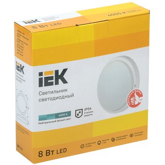  Светильник светодиодный IEK LDPO0-4001-8-4000-K01 ДПО 4001 8Вт 4000K IP54 круг белый 