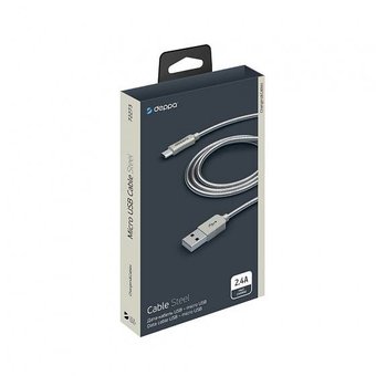  Дата-кабель Deppa Metal USB - Type-C (72274) алюминий, 1.2м, стальной 