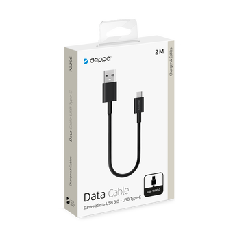  Дата-кабель Deppa USB A - USB Type-C (72206) 1.2м, черный 