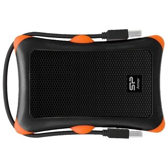 Внешний HDD 1.0TB USB3.0 Silicon Power Armor A30, ударопрочный, чёрный/оранжевый (SP010TBPHDA30S3K) 