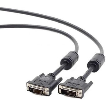  Кабель Gembird DVI-D single link 19M/19M, 1.8м, черный, экран, феррит.кольца, пакет (CC-DVI-BK-6) 