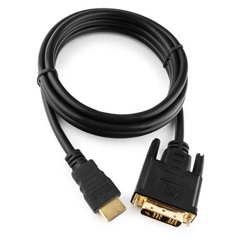  Кабель Gembird HDMI-DVI 1.8м, 19M/19M, single link, черный, позол.разъемы, экран (CC-HDMI-DVI-6) 