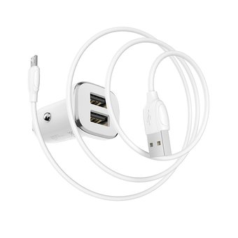  АЗУ Borofone BZ12 Lasting power 5V/2,1A 2USB + micro, white (о) 