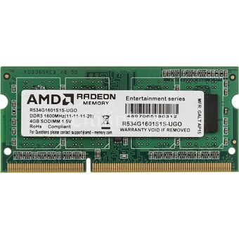  ОЗУ SODIMM AMD Radeon R5 Entertainment Series R534G1601S1SL-UO 4 ГБ 
