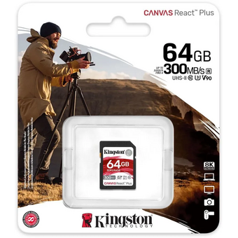  Карта памяти Kingston Canvas React Plus (SDR2/64GB) SDXC 64Gb Class10 w/o adapter 