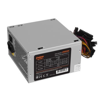  Блок питания Exegate ES261569RUS-S Special UNS500, ATX, SC, 12cm fan, 24p+4p, 6/8p PCI-E, 3xSATA, 2xIDE, FDD + кабель 220V с защитой от выдергивания 