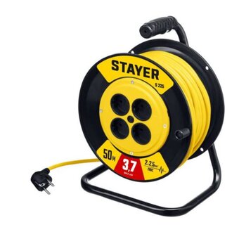  Силовой удлинитель на катушке STAYER 55070-50 ПВС 2х2.5 50м 3750Вт, S 225 