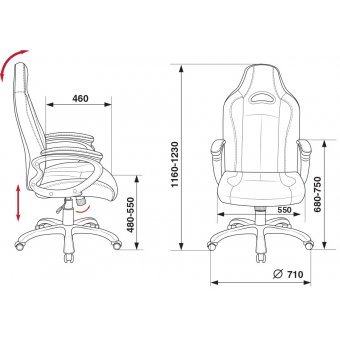  Кресло игровое Бюрократ CH-827/BL+Black черный искусственная кожа 