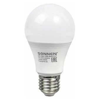  Лампа светодиодная Sonnen A60-12W-4000-E27 453698 