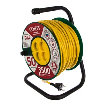  Удлинитель силовой на катушке Союз 481S-3305 4 гнезда 3500Вт 50м 