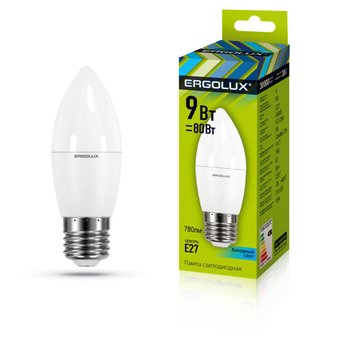  Лампочка Ergolux LED-C35-9W-E27-4K 